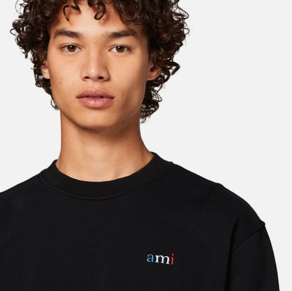 AMI Tricolour logo-embroidered cotton sweatshirt